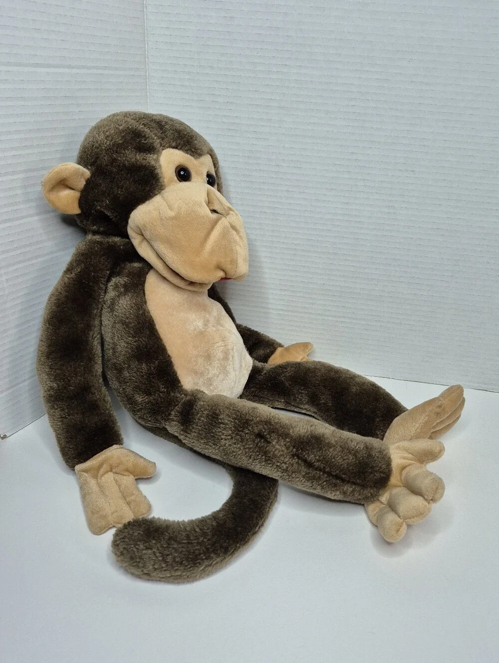 Monkey Stuffed Animal Puppet with Zipper Pouch